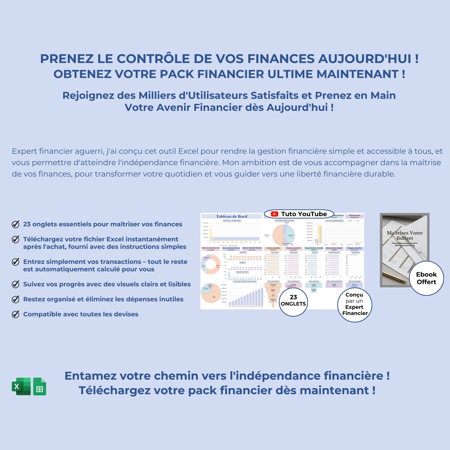 Budget Mensuel Français Budget Google Sheets & Excel Tableau Budget Excel Français Budget Planner Annuel Français Modèle Budget Facile & Rapide planificateur budgétaire Familial Excel en français planner Excel suivez vos dépenses et vos comptes facilement tableur Excel intuitif