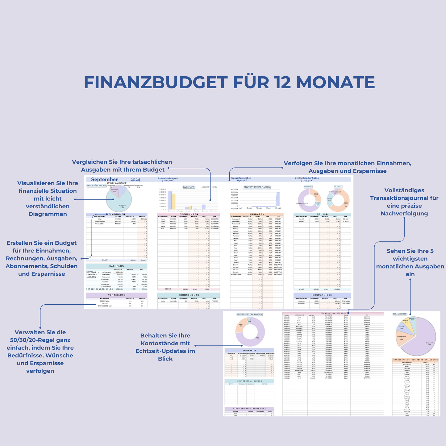 Jahreshaushalt Excel Deutsch Ausgabentracker Google Sheets Budget Deutsch Excel Vorlagen Monatsplaner Monatlicher Budget Planer Spreadsheet