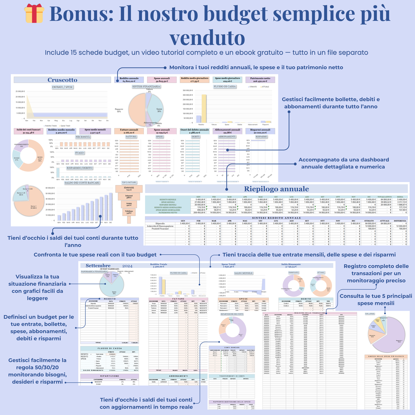 Planner studenti in italiano Excel Google Sheets organizzazione studente studio orario compiti università agenda scolastica completa voti