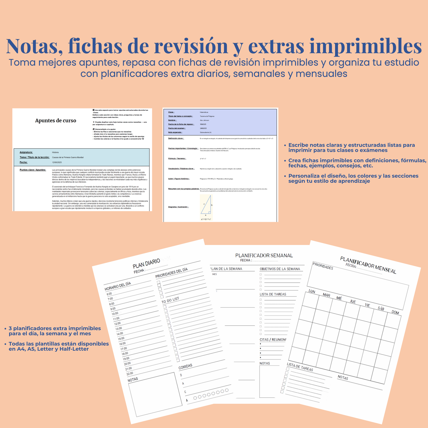 Plantilla Estudiantil en Español Excel Google Sheets Planificador Tareas Universidad Escuela Cursos Estudios Organización Estudiante Planner