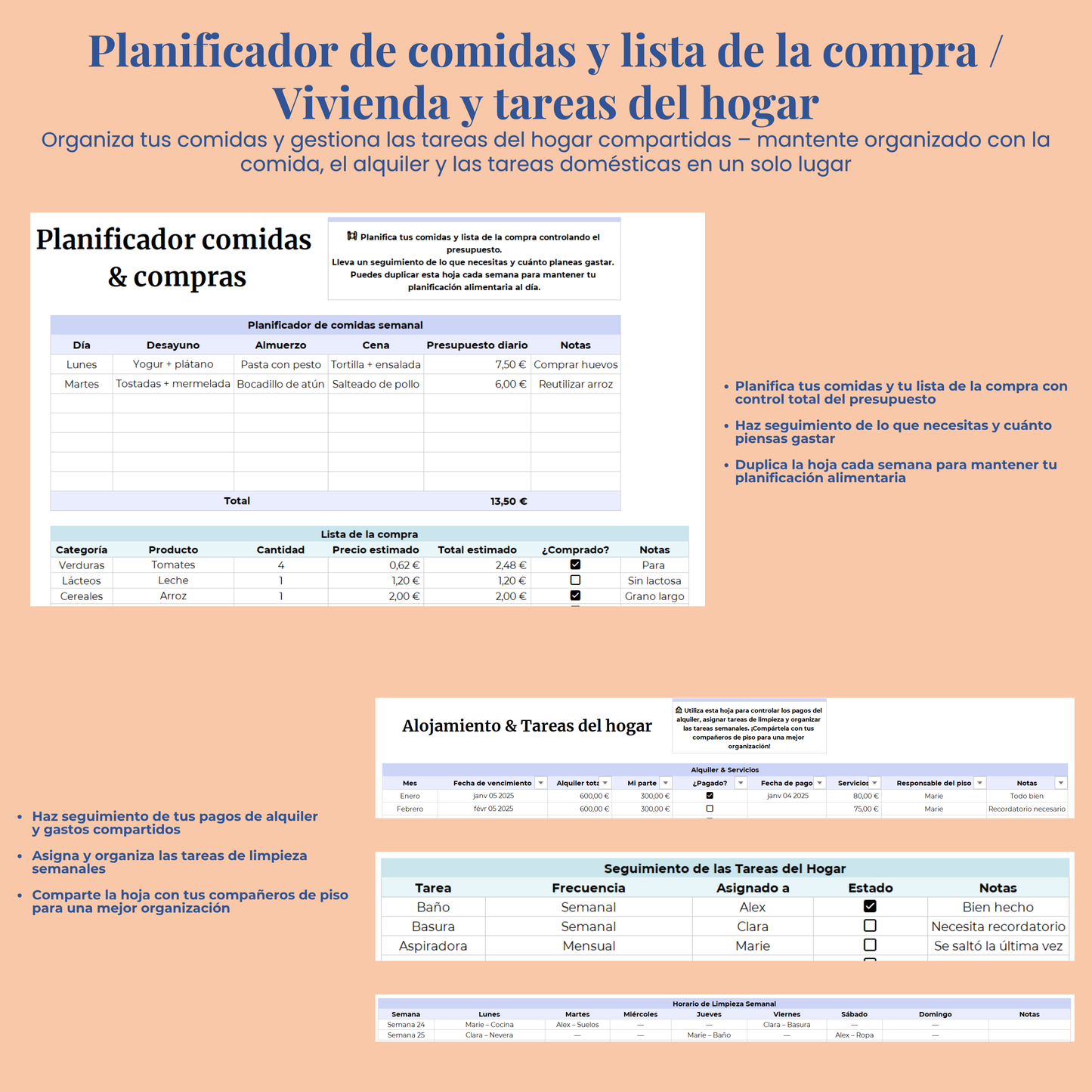 Plantilla Estudiantil en Español Excel Google Sheets Planificador Tareas Universidad Escuela Cursos Estudios Organización Estudiante Planner