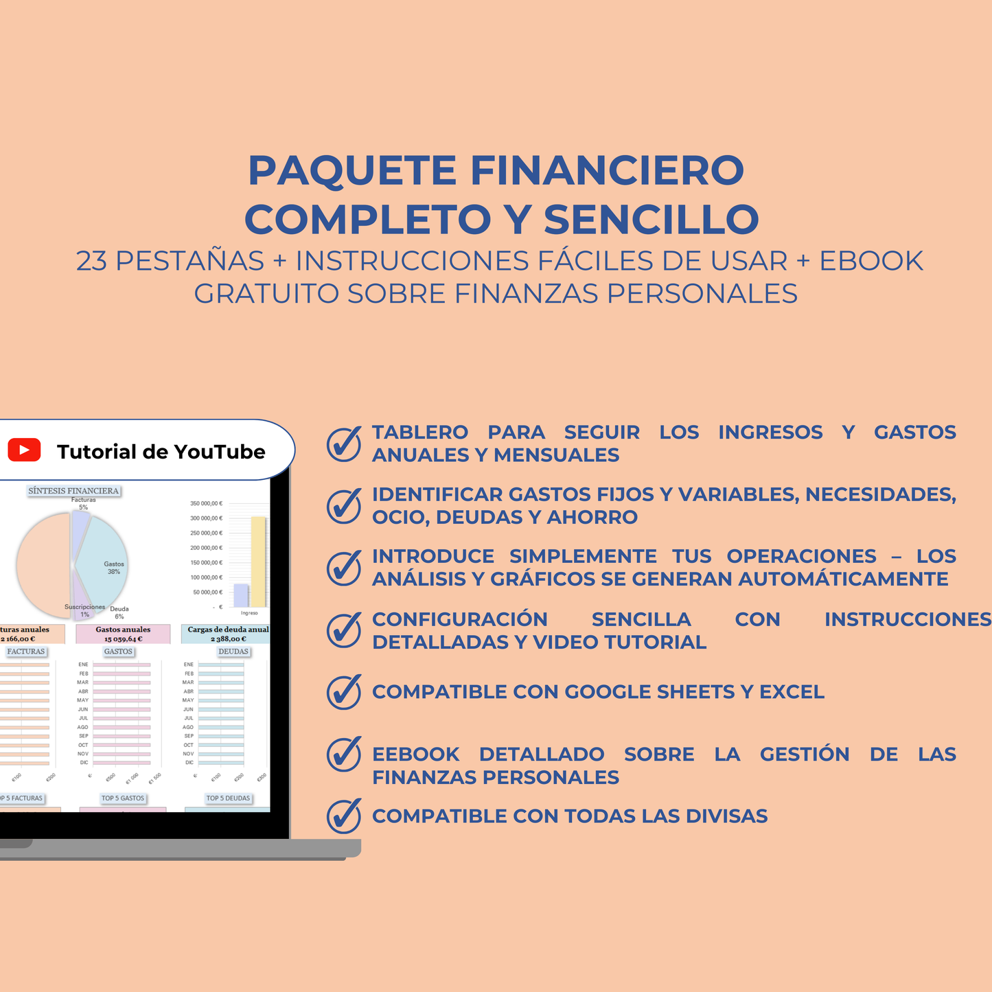 Presupuesto mensual en español Plantilla presupuesto personal anual Excel Hojas de cálculo Google planificador digital de ingresos y gastos