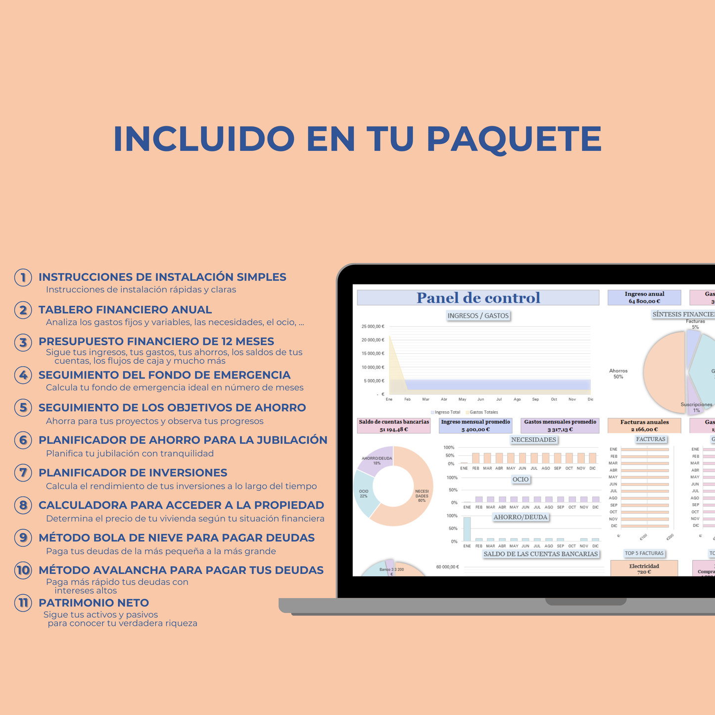 Presupuesto mensual en español Plantilla presupuesto personal anual Excel Hojas de cálculo Google planificador digital de ingresos y gastos