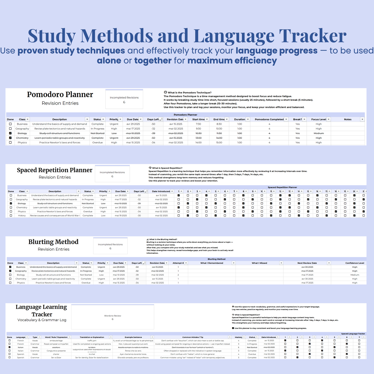 Ultimate Student Planner Spreadsheet Excel Google Sheets Assignment Tracker College Study Template University Task Planner Academic School