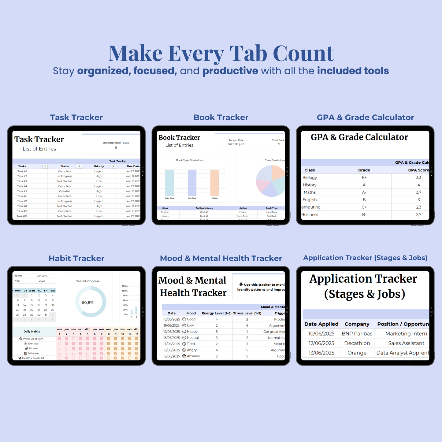 Ultimate Student Planner Spreadsheet Excel Google Sheets Assignment Tracker College Study Template University Task Planner Academic School