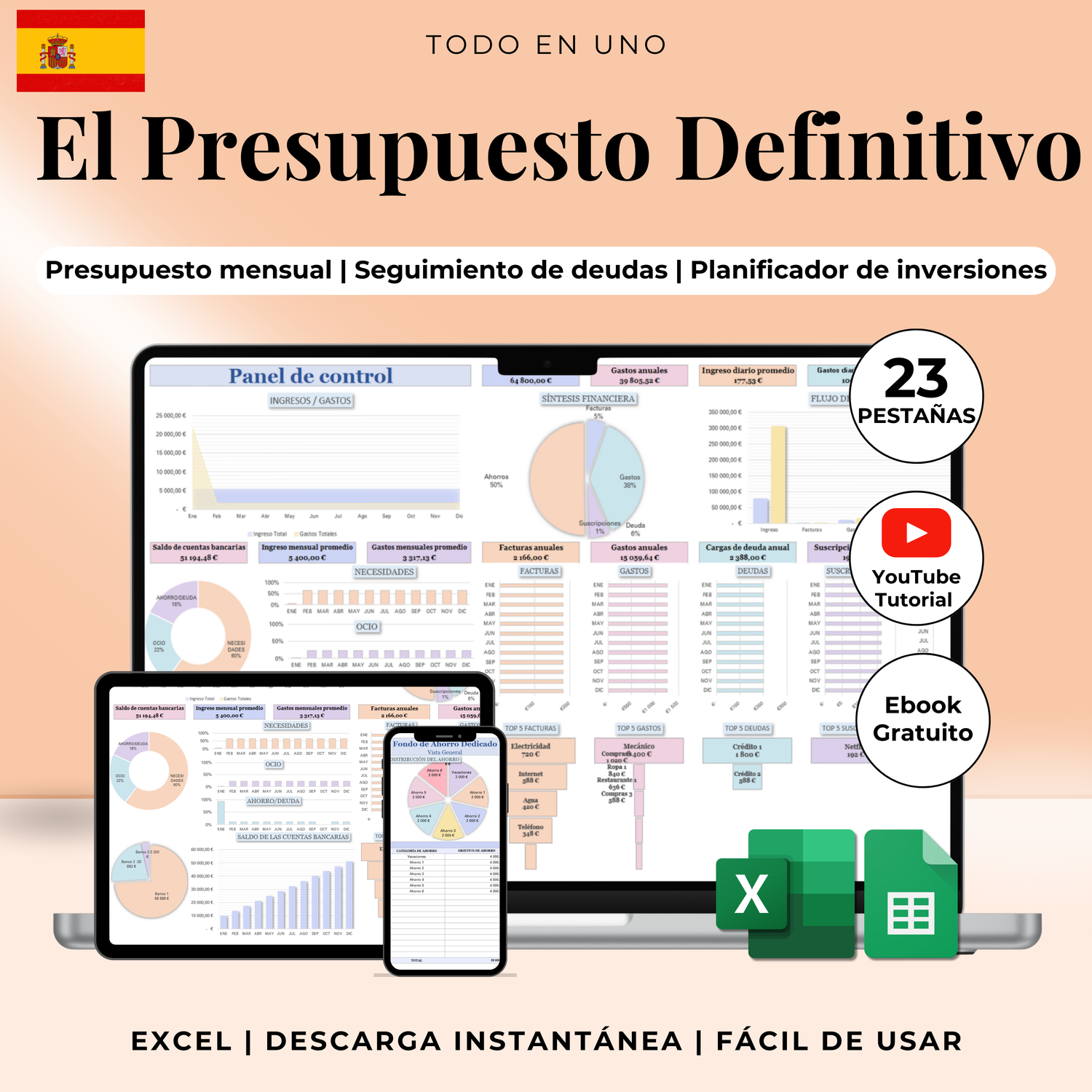 presupuesto mensual excel y google sheets