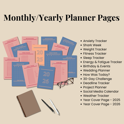 2025 2026 Mega Bullet Journal Bundle, Printable Journal Pages, Planner Pages, A4 A5 US Letter Size