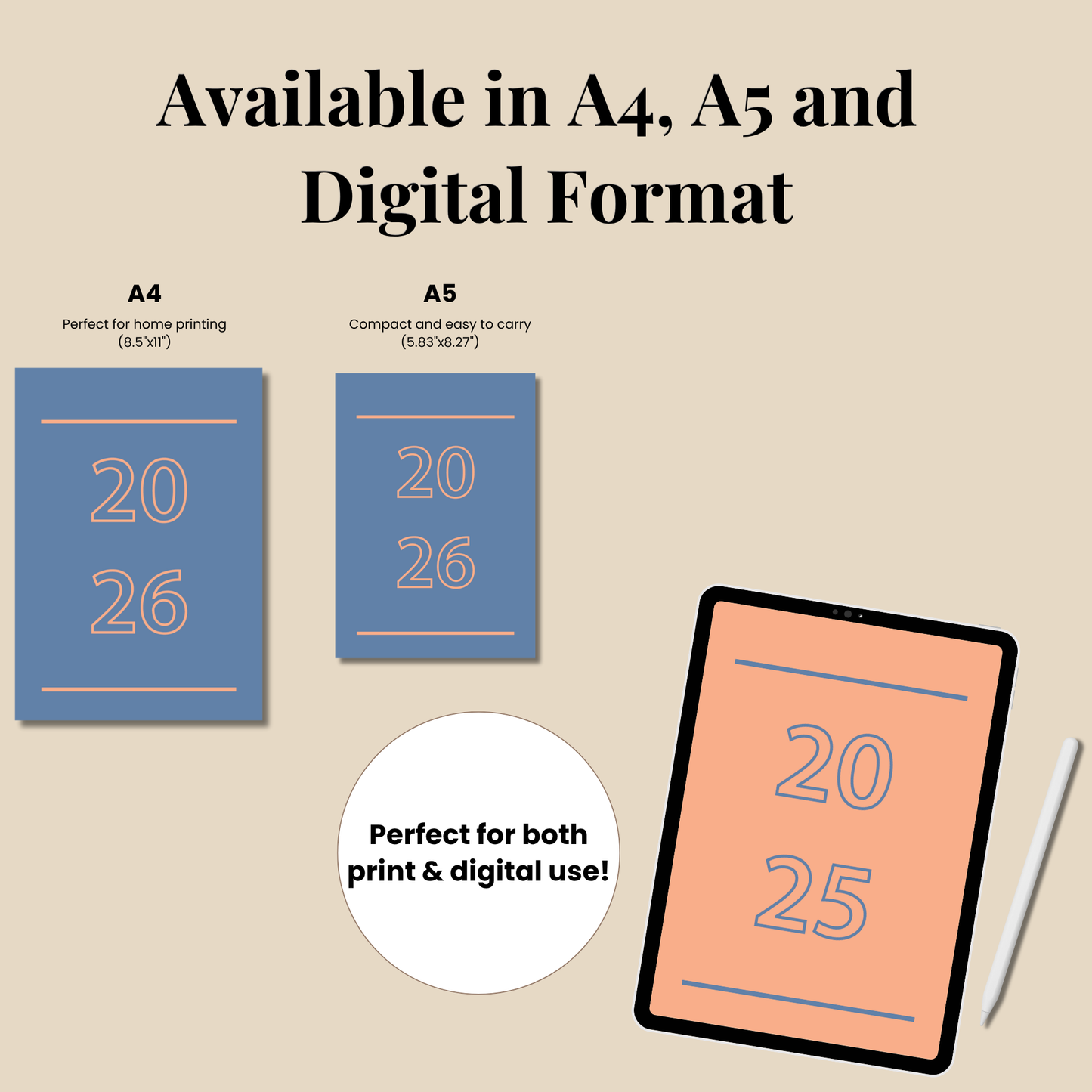 2025 2026 Mega Bullet Journal Bundle, Printable Journal Pages, Planner Pages, A4 A5 US Letter Size