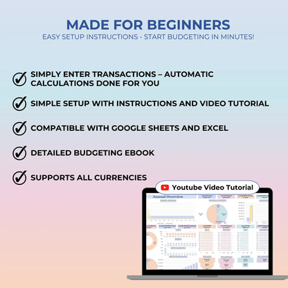 simple budget Excel easy budget planner basic budget beginner budget Google Sheets easy minimalist monthly personal planner easy money zero-based budget for beginners digital budget intuitive budget simple tracker