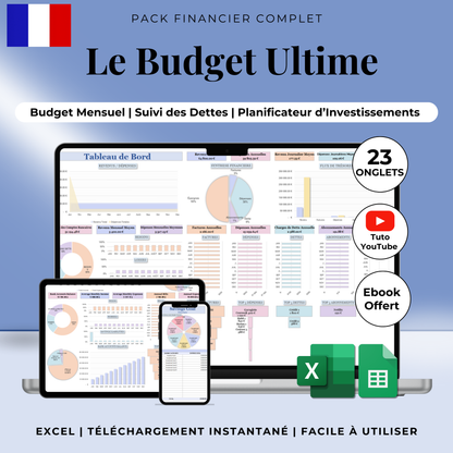 Budget Mensuel Français Budget Google Sheets & Excel Tableau Budget Excel Français Budget Planner Annuel Français Modèle Budget Facile & Rapide planificateur budgétaire Familial Excel en français planner Excel suivez vos dépenses et vos comptes facilement tableur Excel intuitif