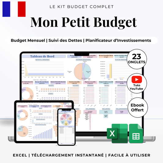 Budget Mensuel Français Budget Google Sheets & Excel Tableau Budget Excel Français Budget Planner Annuel Français Modèle Budget Facile & Rapide planificateur budgétaire Familial Excel en français planner Excel suivez vos dépenses et vos comptes facilement tableur Excel intuitif