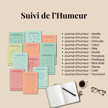 Bullet Journal 2025-2026 en français, Ensemble de pages de journal à imprimer, Pack complet de pages de planner, format A4 A5