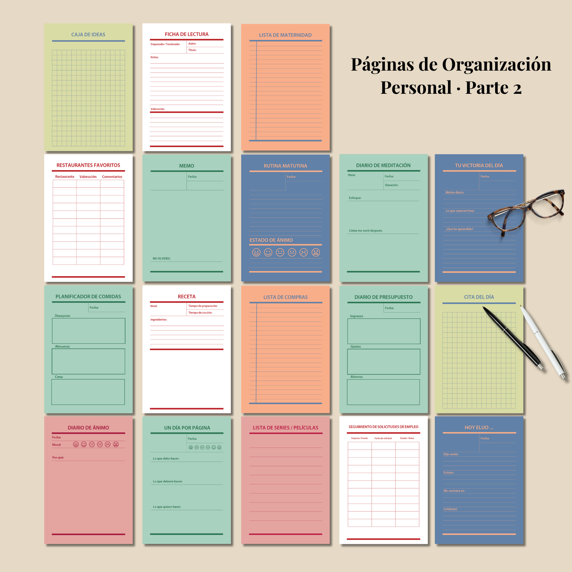 Bullet Journal 2025 2026 imprimible en español, Pack completo paginas planner A4 y A5, Plantillas editable PDF, Bujo, Planificador agenda