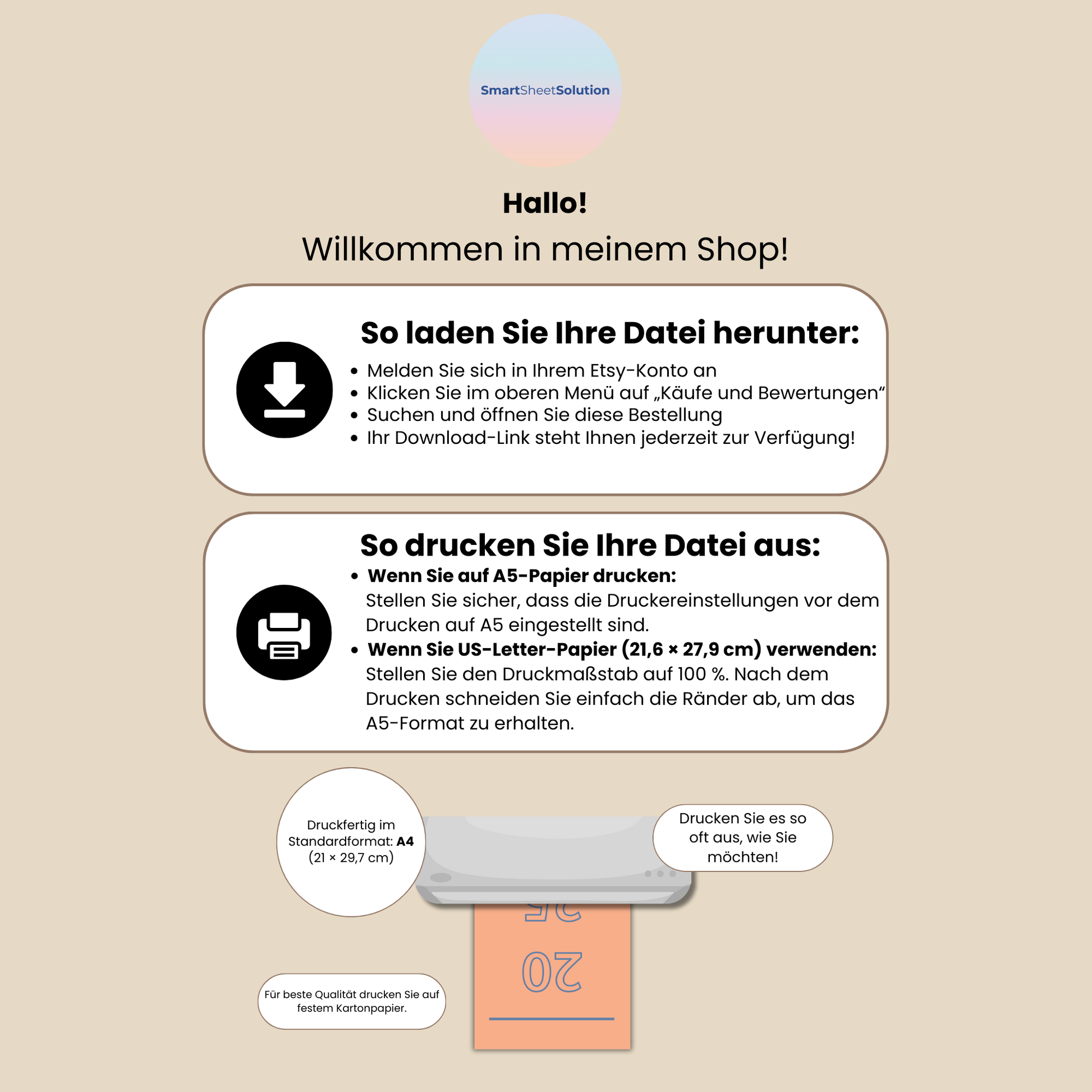 Druckbare Bullet Journal Seiten A4 A5 auf Deutsch, Komplettes Planner Set 2025–2026, Druckvorlagen zum Ausdrucken