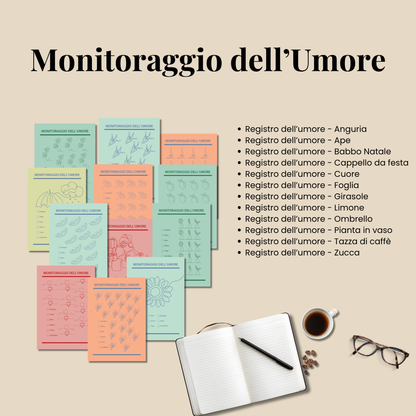 Planner Stampabile A4 A5 in italiano, Set Completo Pagine Agenda da Stampare, Bullet Journal stampabili, Abitudini e Umore Lettura Benessere