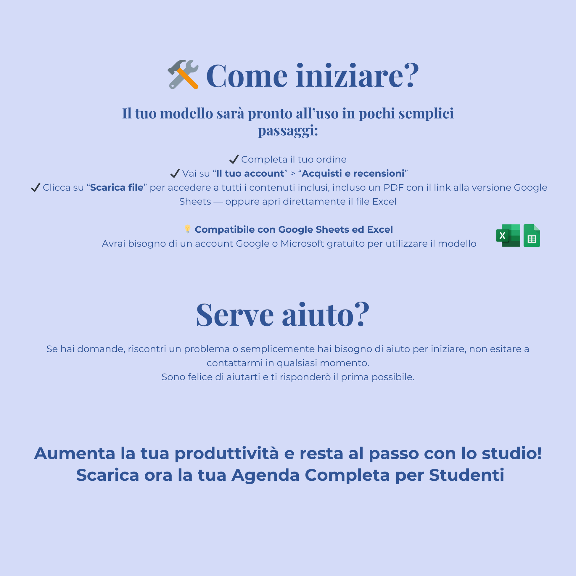 Planner studenti in italiano Excel Google Sheets organizzazione studente studio orario compiti università agenda scolastica completa voti