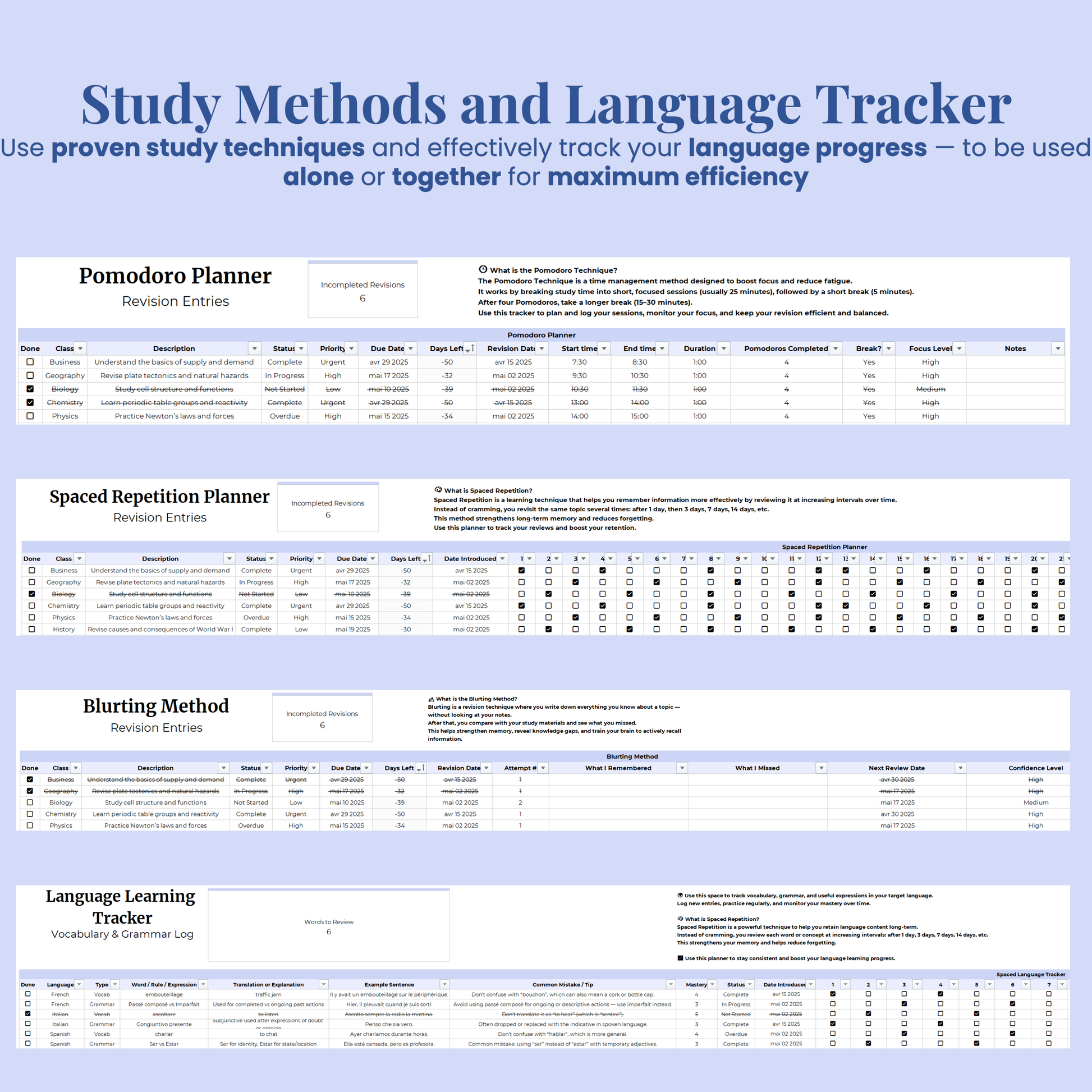 Ultimate Student Planner Spreadsheet Excel Google Sheets Assignment Tracker College Study Template University Task Planner Academic School