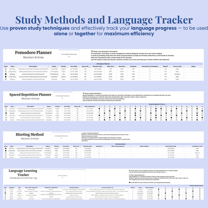 Ultimate Student Planner Spreadsheet Excel Google Sheets Assignment Tracker College Study Template University Task Planner Academic School