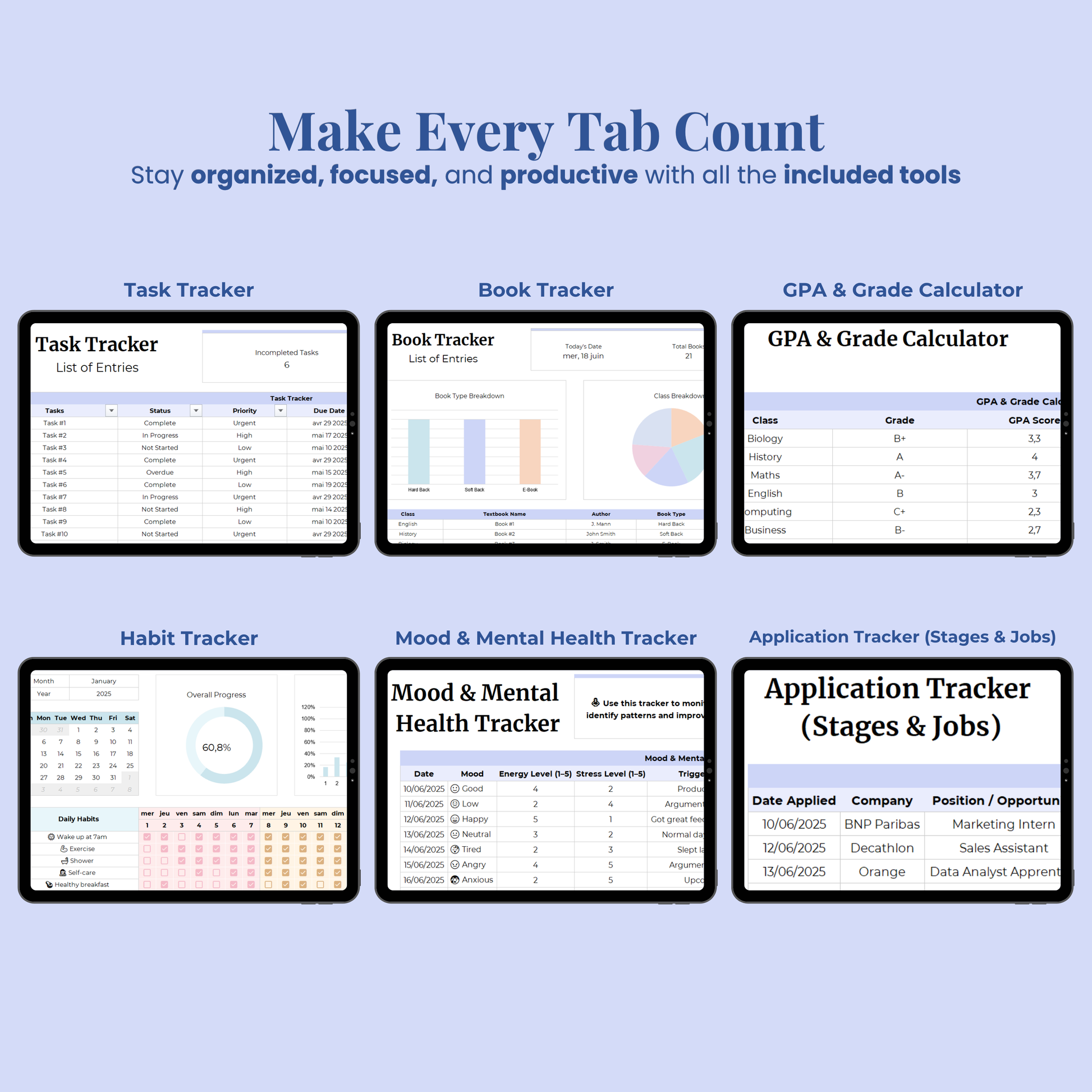 Ultimate Student Planner Spreadsheet Excel Google Sheets Assignment Tracker College Study Template University Task Planner Academic School