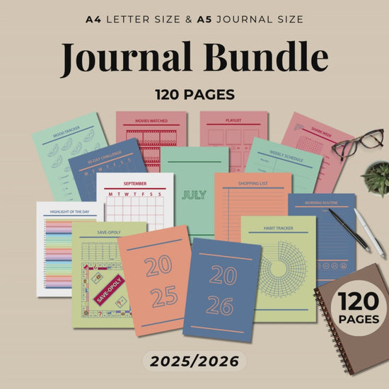 2025 2026 Mega Bullet Journal Bundle, Printable Journal Pages, Planner Pages, A4 A5 US Letter Size