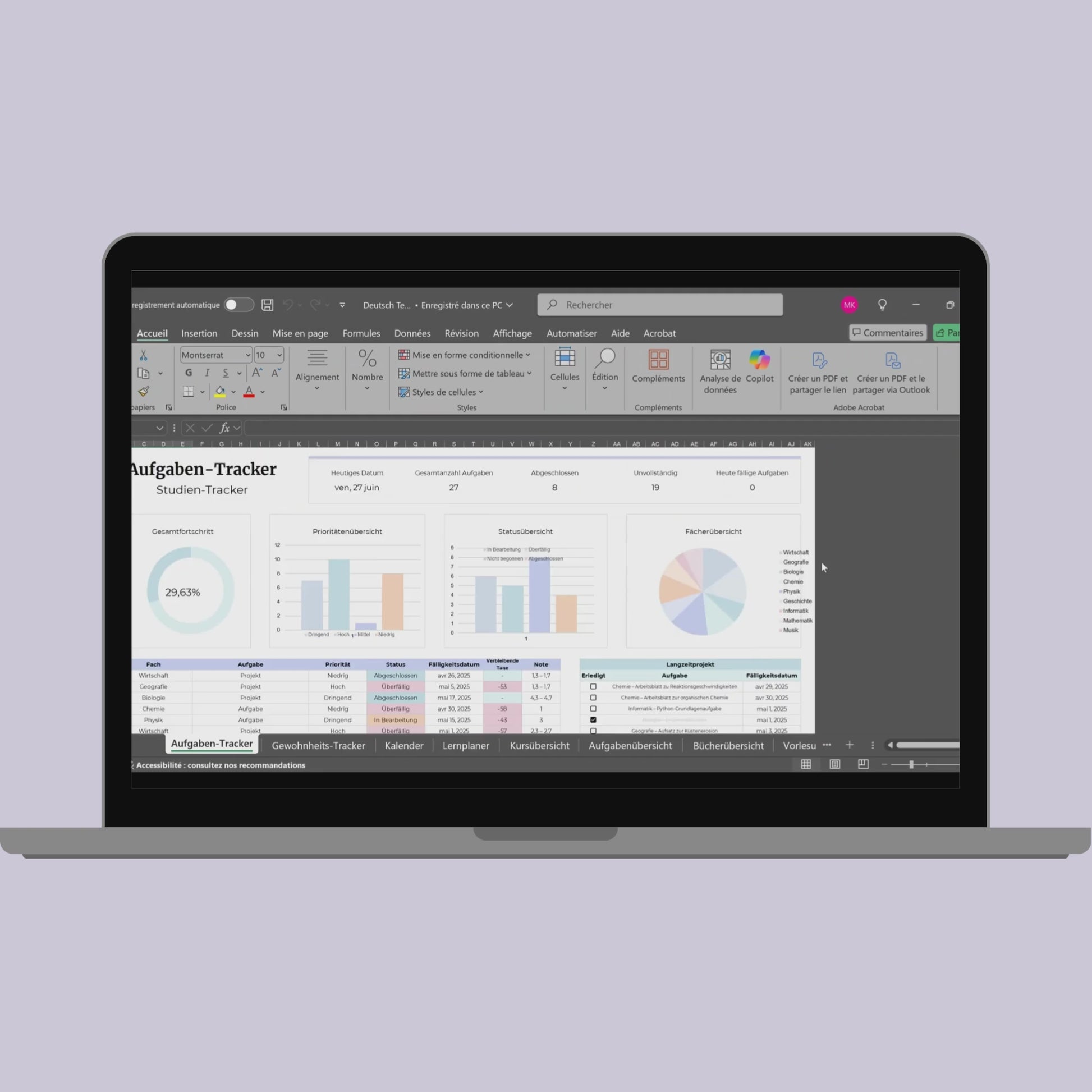 Ultimativer Studienplaner auf Deutsch Excel Google Sheets Studentenplaner Schulplaner Lernplan Vorlage Aufgabenplaner Tracker Uni Akademisch