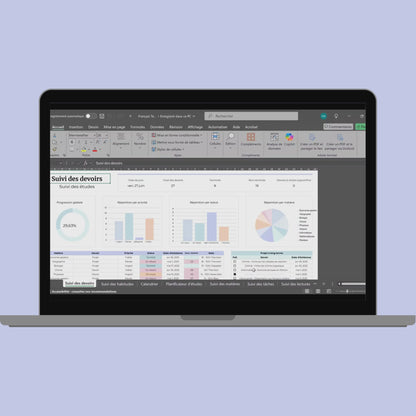 Planner Etudiant en Français Excel Google Sheets Organisateur pour étudiants Suivi devoirs cours révision Fac Modèle Etudes Université Ecole